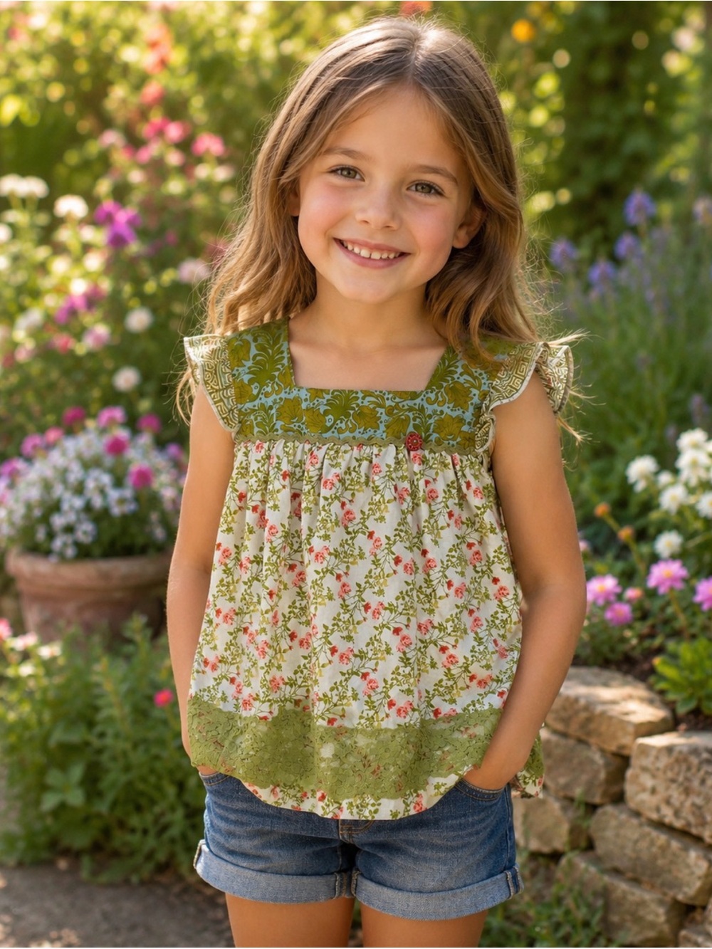 Matilda Jane Serendipity Floral Lace Trimmed Top